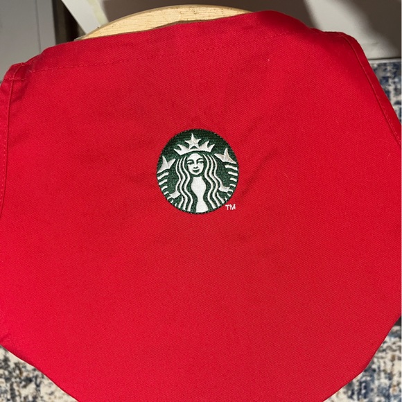 Starbucks Holiday apron clean hardly worn Red w green siren - Picture 1 of 2
